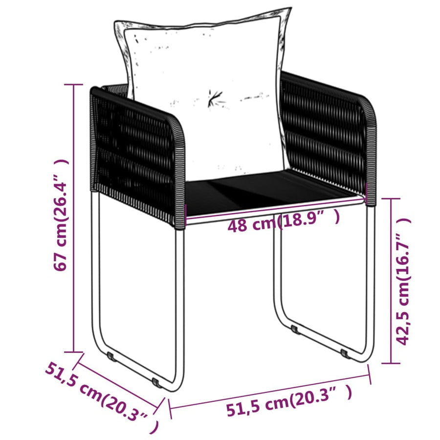 -Delige Tuinset Zwart 5 140 cm tafellengte