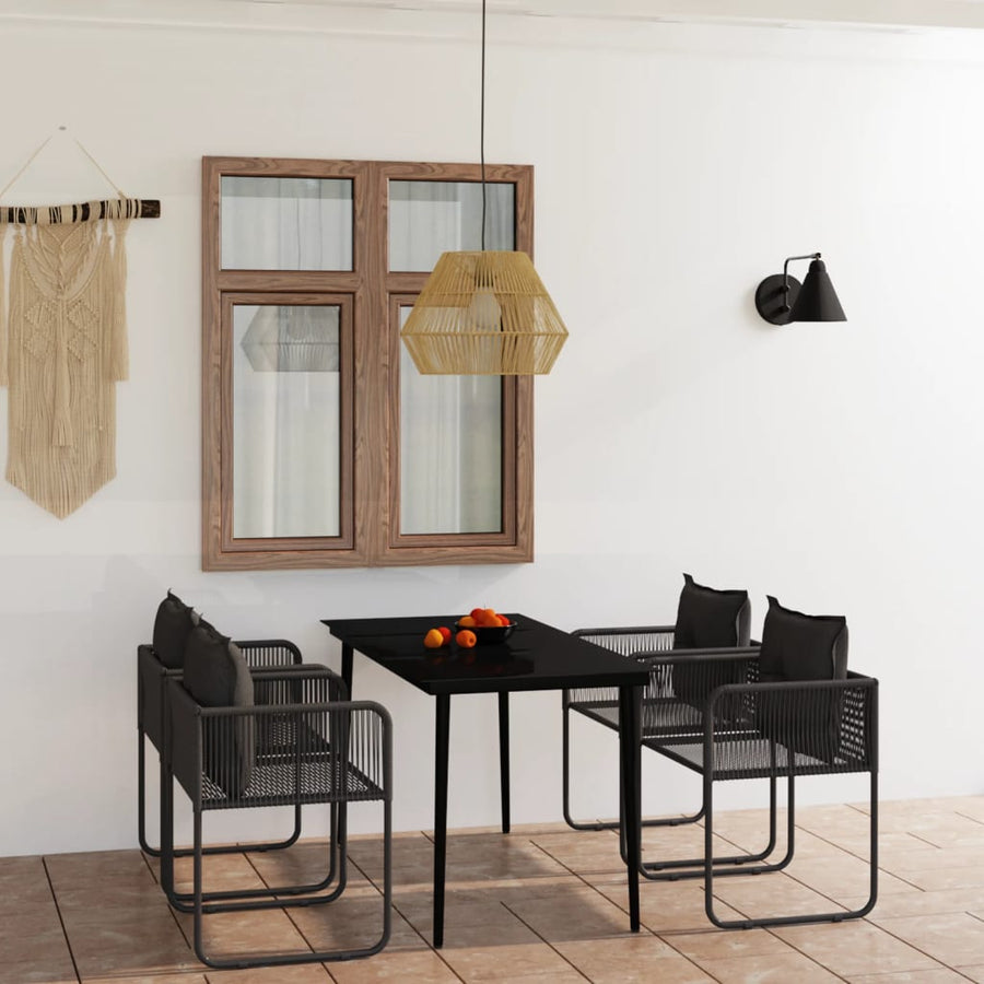 -Delige Tuinset Zwart 5 140 cm tafellengte