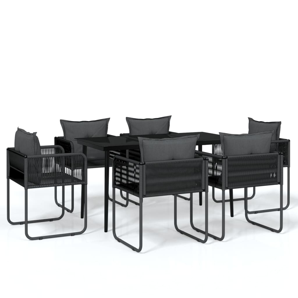 -Delige Tuinset Zwart 7 140 cm tafellengte