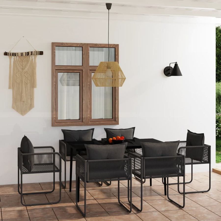 -Delige Tuinset Zwart 7 140 cm tafellengte