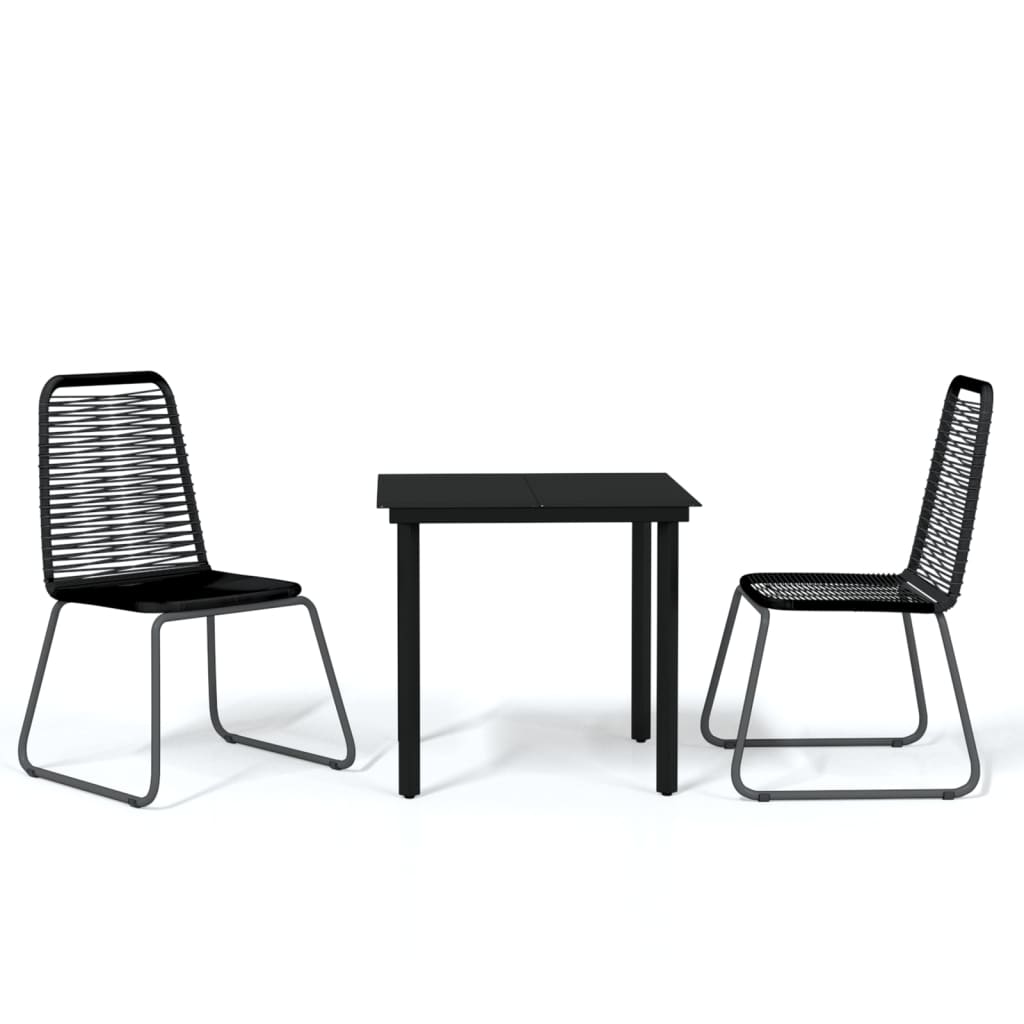 -Delige Tuinset Zwart 3 80 cm tafellengte