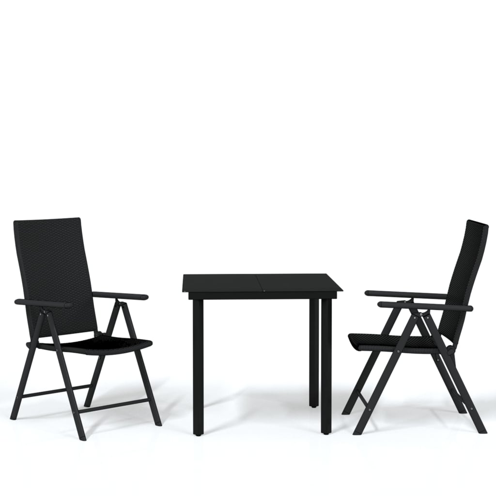-Delige Tuinset Zwart 3 80 cm tafellengte