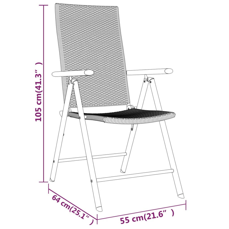 -Delige Tuinset Zwart 5 80 cm tafellengte