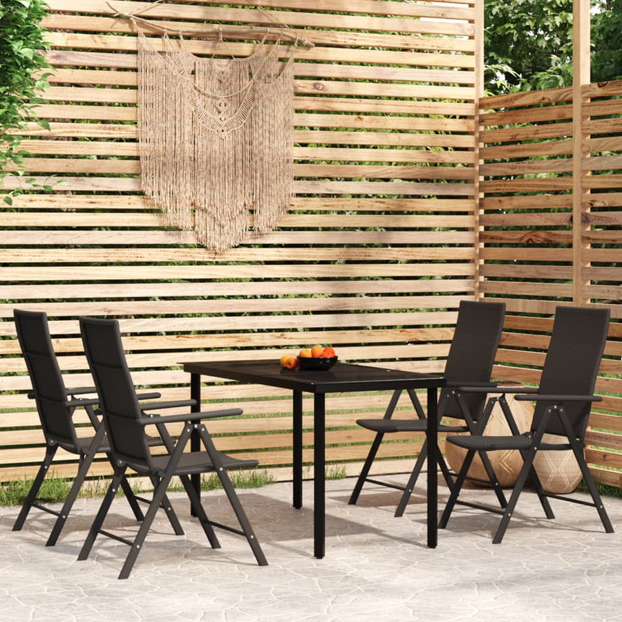 -Delige Tuinset Zwart 5 140 cm tafellengte