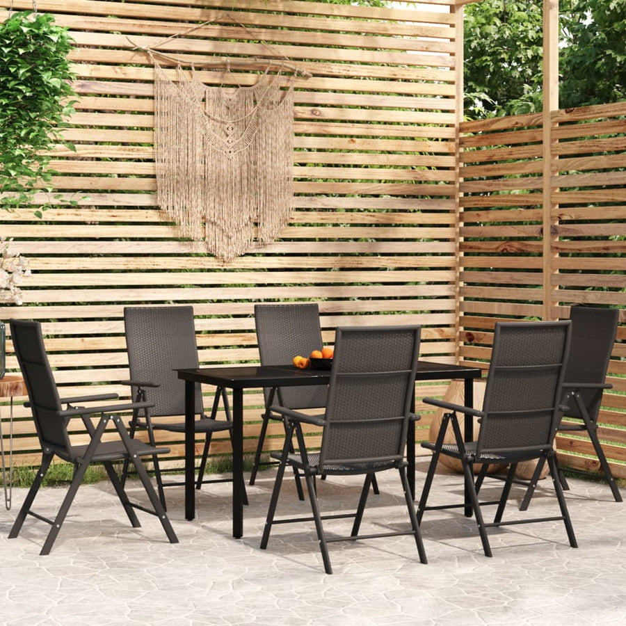 -Delige Tuinset Zwart 7 140 cm tafellengte