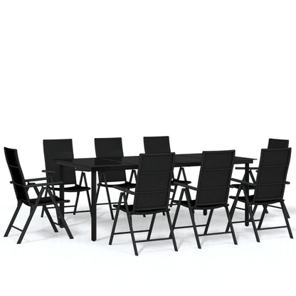 9-Delige Tuinset Zwart 8 200 cm tafellengte