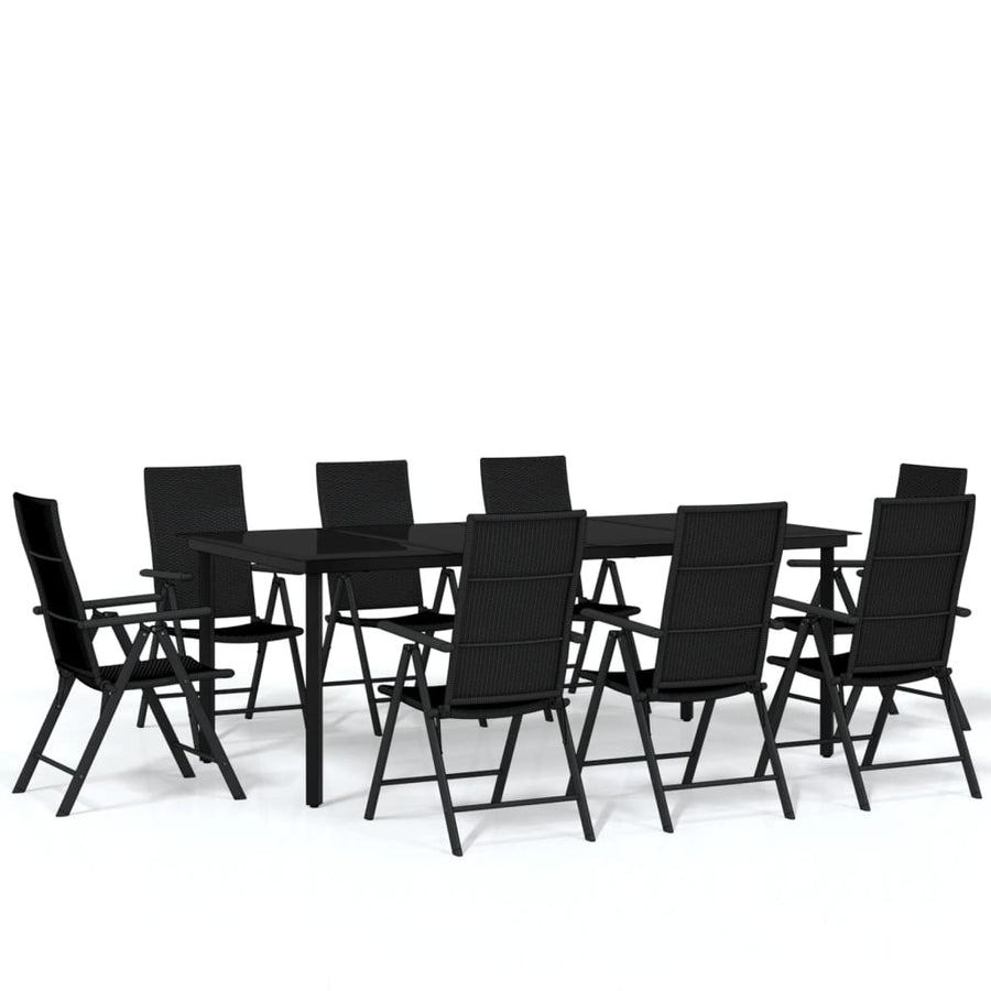 9-Delige Tuinset Zwart 8 200 cm tafellengte