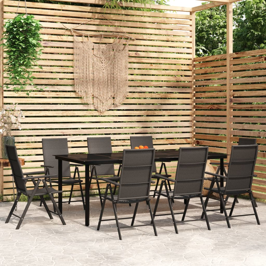 9-Delige Tuinset Zwart 8 200 cm tafellengte