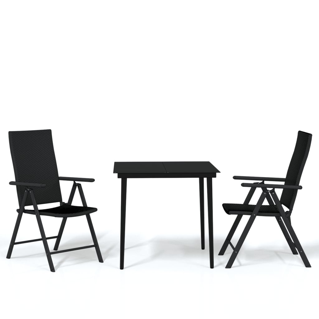 -Delige Tuinset Zwart 3 80 cm tafellengte