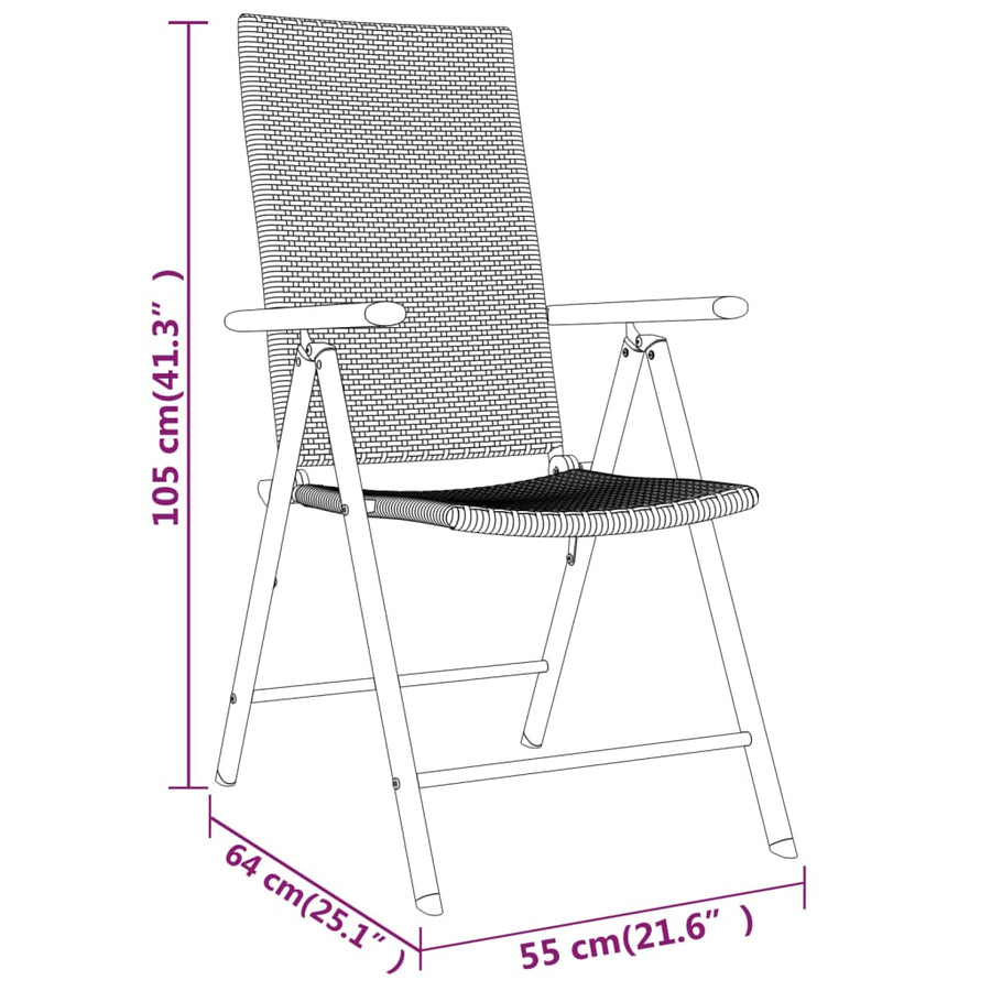 -Delige Tuinset Zwart 5 80 cm tafellengte
