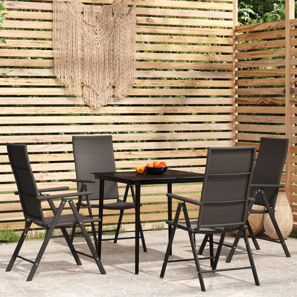-Delige Tuinset Zwart 5 80 cm tafellengte