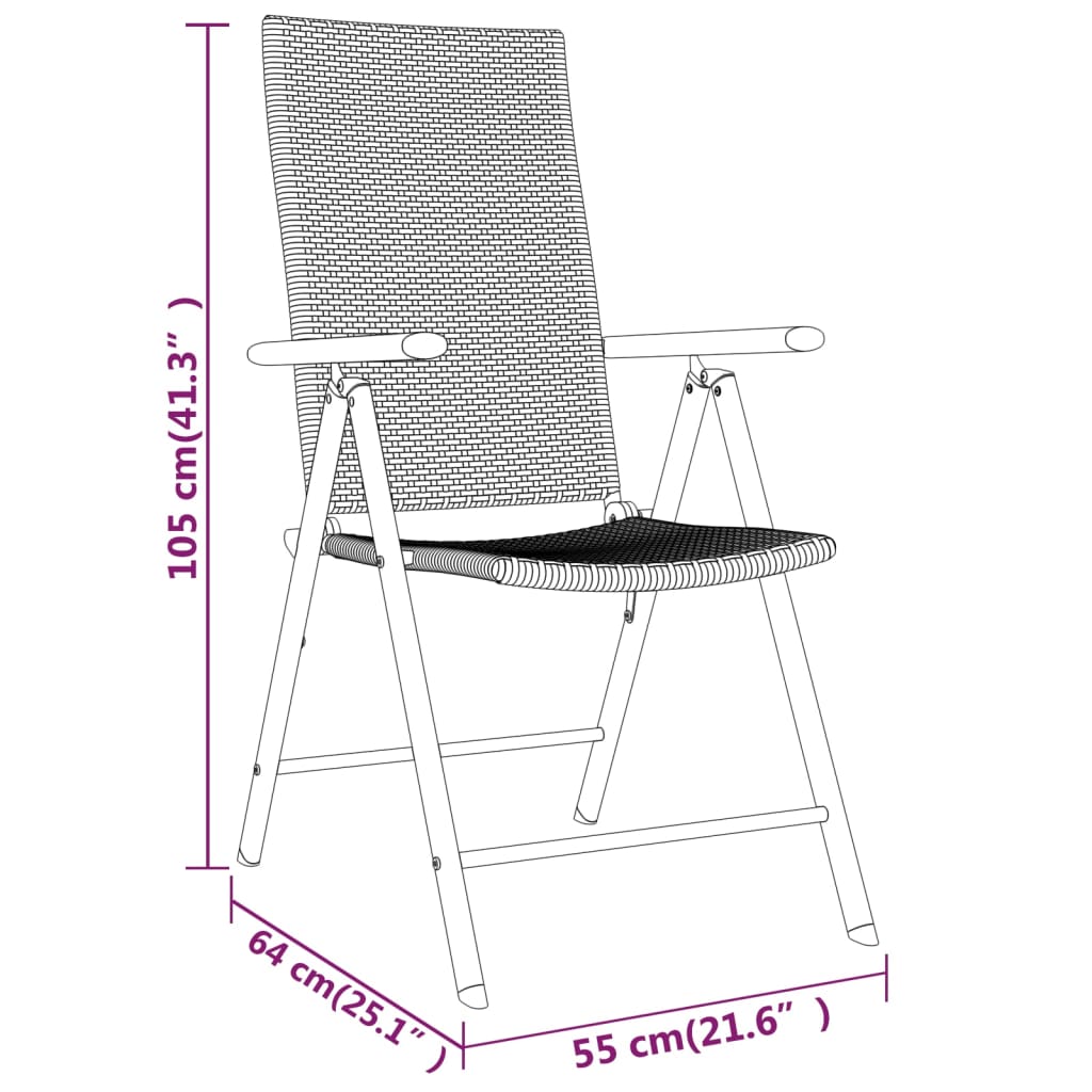 -Delige Tuinset Zwart 5 140 cm tafellengte