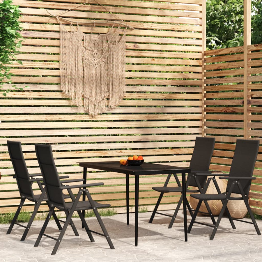 -Delige Tuinset Zwart 5 140 cm tafellengte