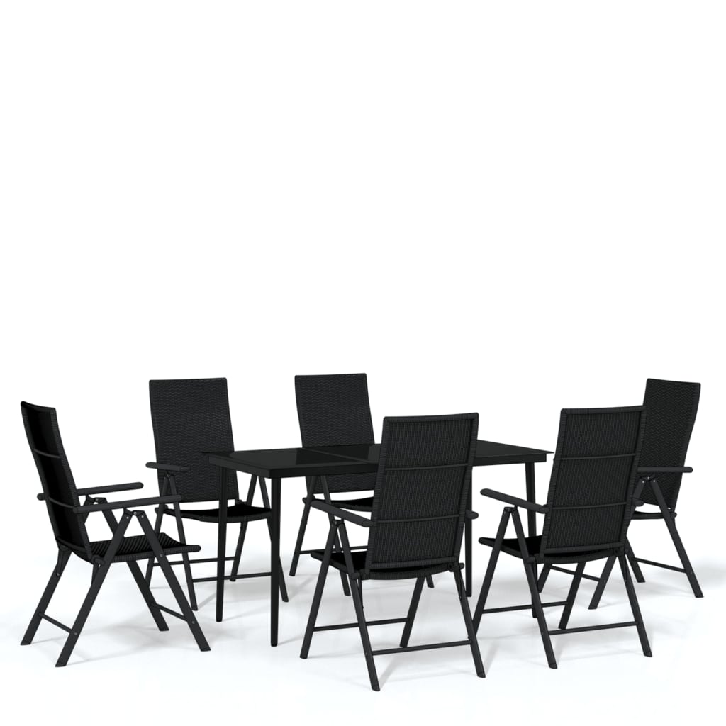-Delige Tuinset Zwart 7 140 cm tafellengte