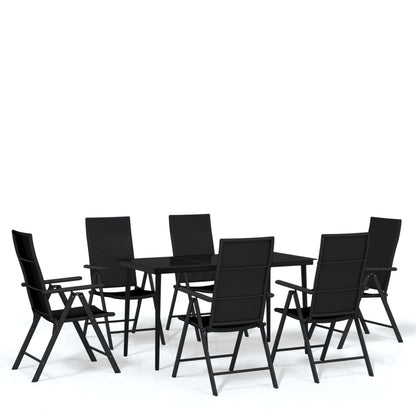 -Delige Tuinset Zwart 7 140 cm tafellengte
