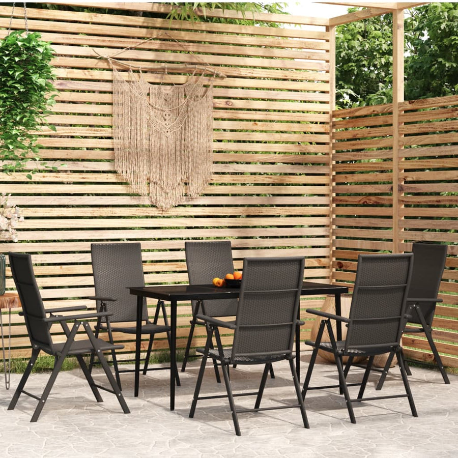 -Delige Tuinset Zwart 7 140 cm tafellengte