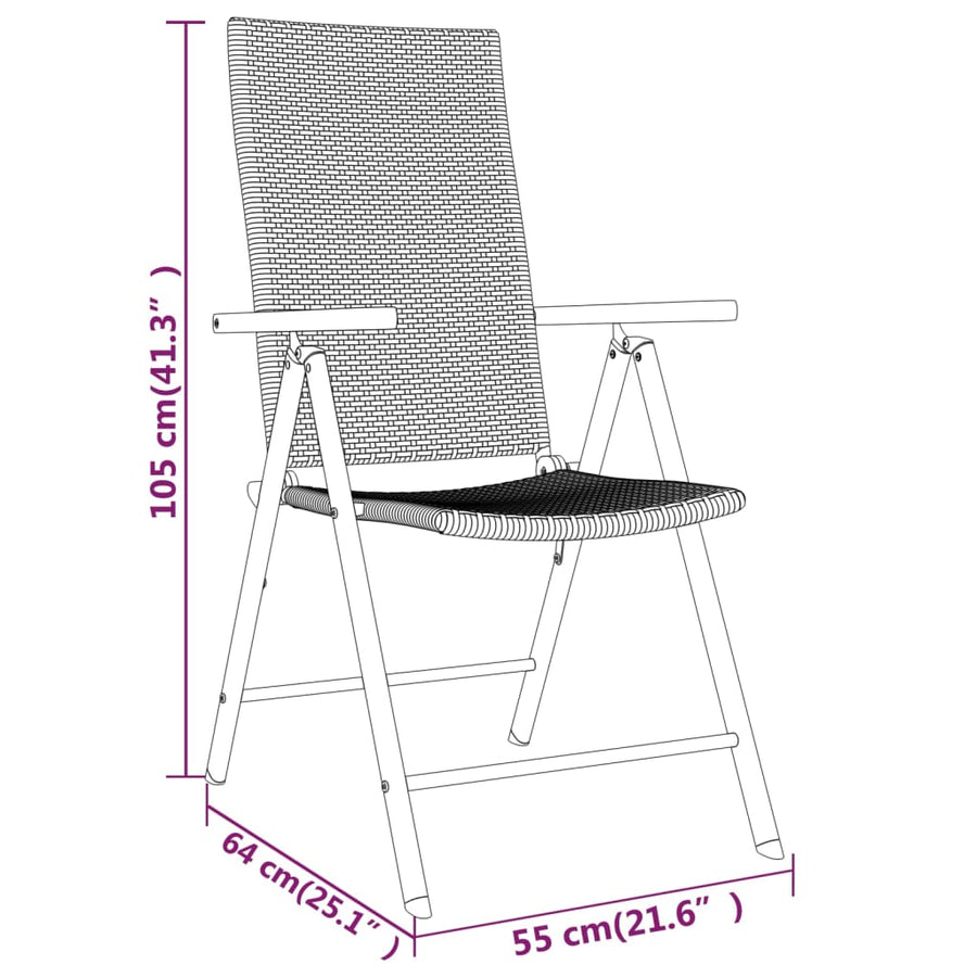 -Delige Tuinset Zwart 3 80 cm tafellengte