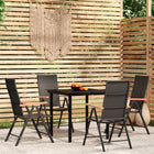 Tuinset 5-delig zwart PE-rattan staal glas
