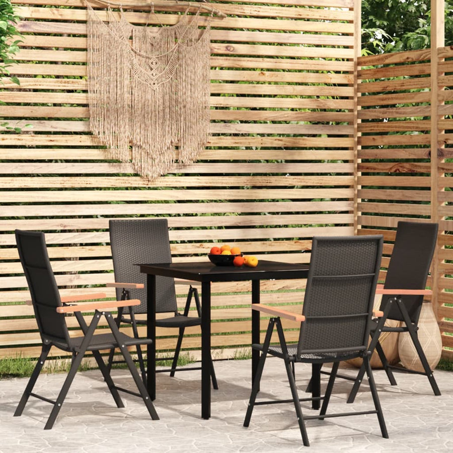 -Delige Tuinset Zwart 5 80 cm tafellengte