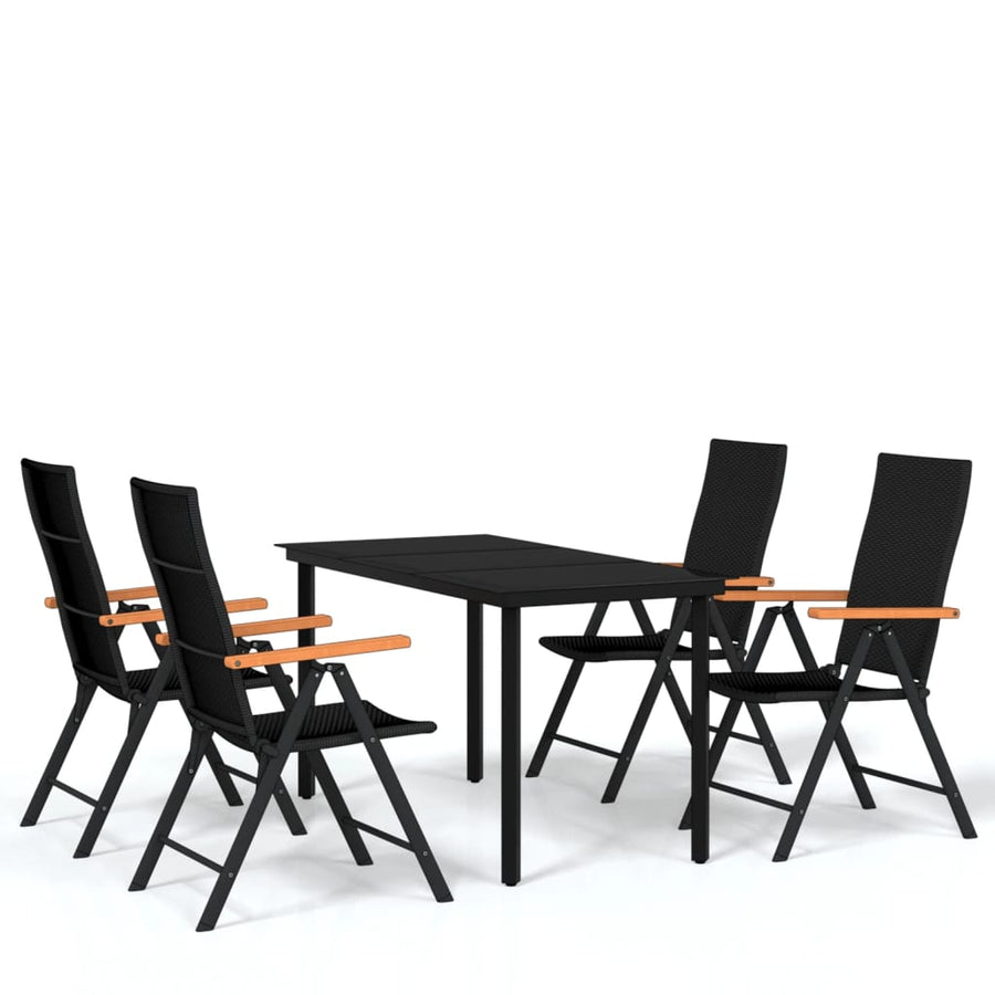 -Delige Tuinset Zwart 5 140 cm tafellengte