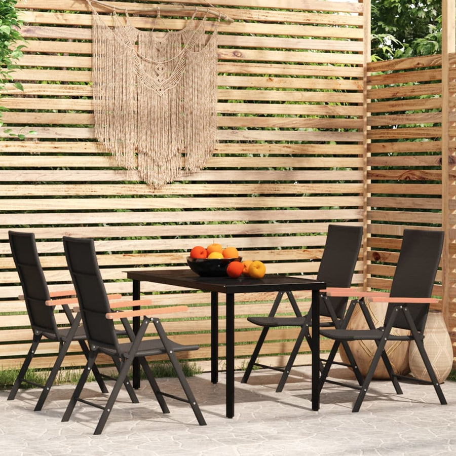 -Delige Tuinset Zwart 5 140 cm tafellengte