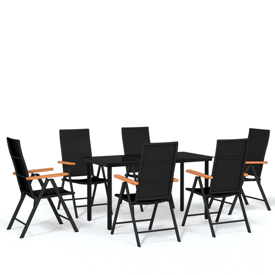 -Delige Tuinset Zwart 7 140 cm tafellengte