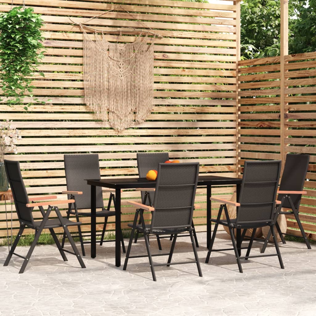 -Delige Tuinset Zwart 7 140 cm tafellengte