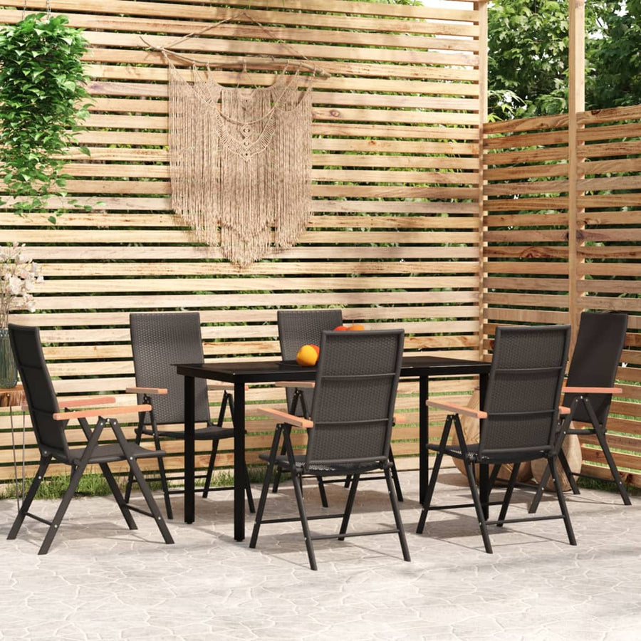 -Delige Tuinset Zwart 7 140 cm tafellengte