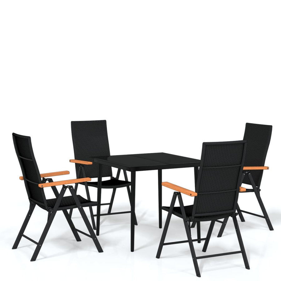 -Delige Tuinset Zwart 5 80 cm tafellengte