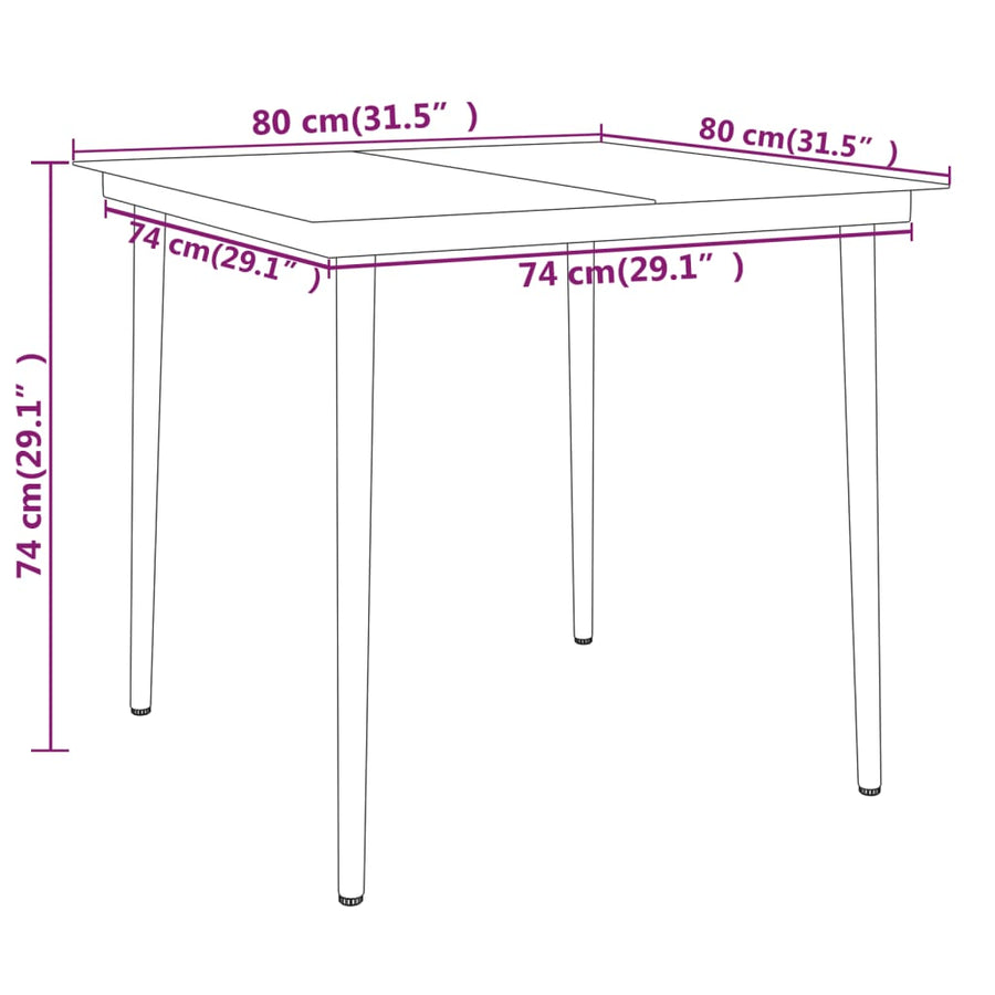 -Delige Tuinset Zwart 5 80 cm tafellengte