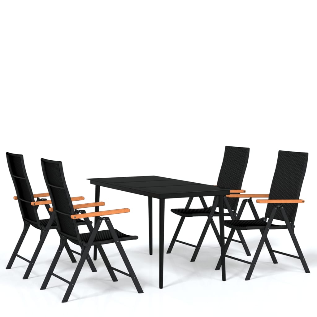 -Delige Tuinset Zwart 5 140 cm tafellengte