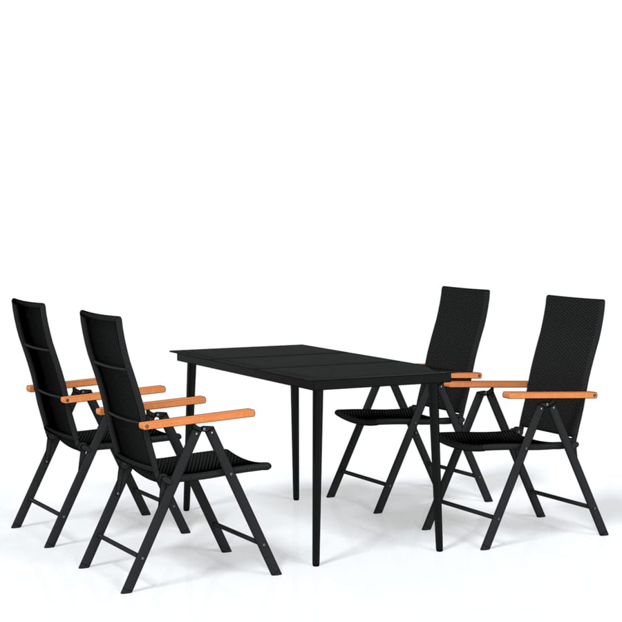 -Delige Tuinset Zwart 5 140 cm tafellengte