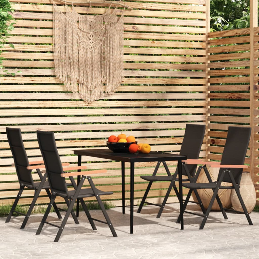 -Delige Tuinset Zwart 5 140 cm tafellengte
