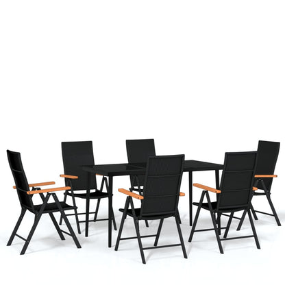 -Delige Tuinset Zwart 7 140 cm tafellengte