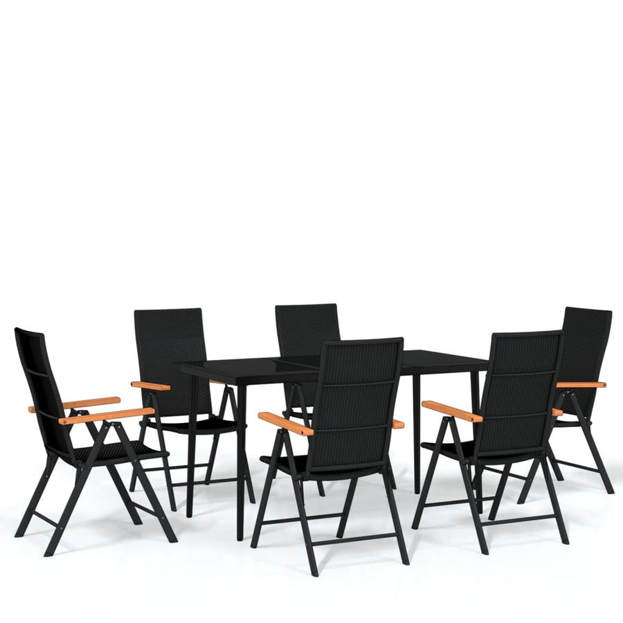 -Delige Tuinset Zwart 7 140 cm tafellengte
