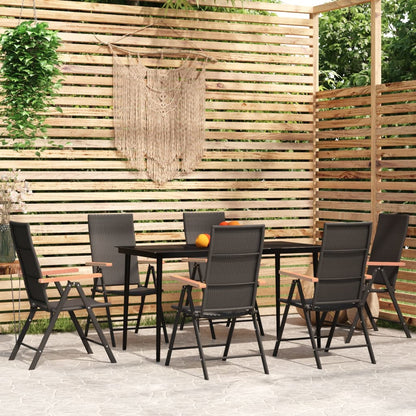 -Delige Tuinset Zwart 7 140 cm tafellengte