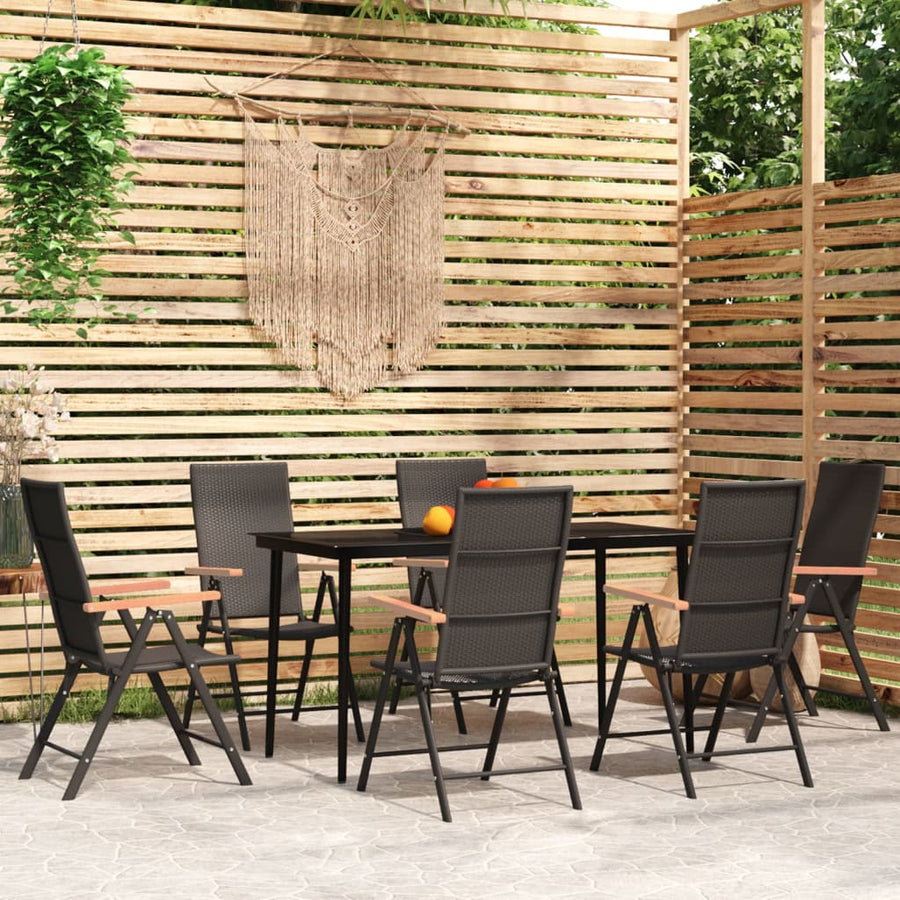 -Delige Tuinset Zwart 7 140 cm tafellengte