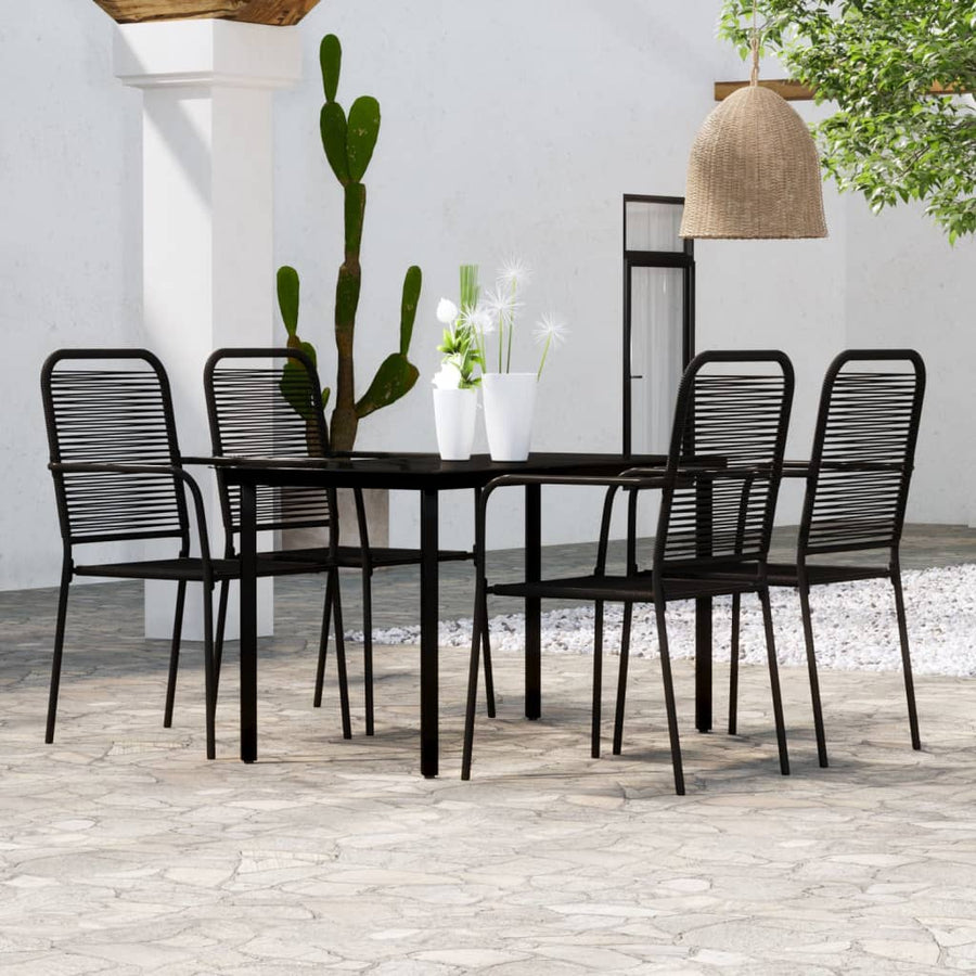 -Delige Tuinset Zwart 5 140 cm tafellengte