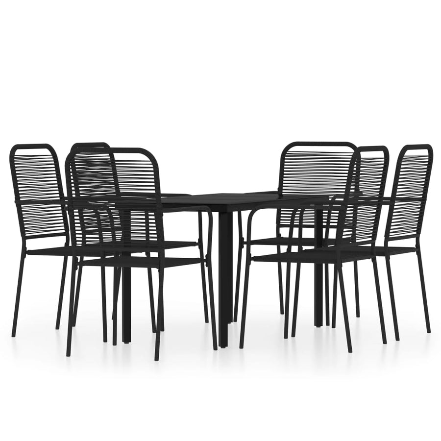 -Delige Tuinset Zwart 7 140 cm tafellengte
