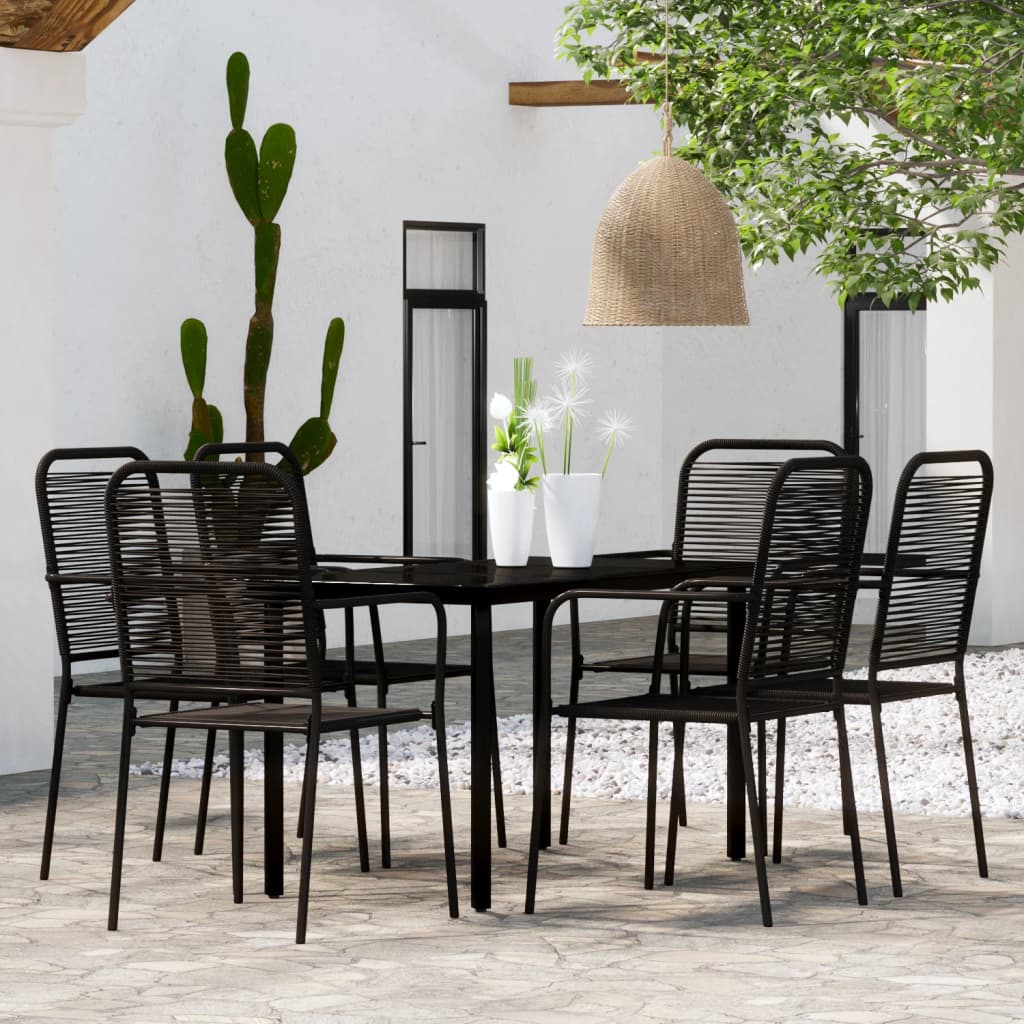 -Delige Tuinset Zwart 7 140 cm tafellengte