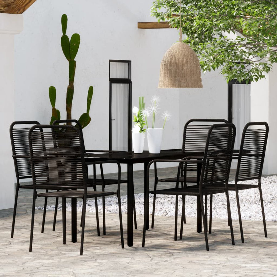 -Delige Tuinset Zwart 7 140 cm tafellengte