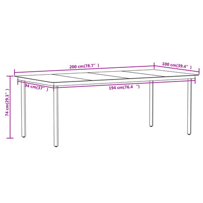 7-Delige Tuinset Zwart 6 200 cm tafellengte