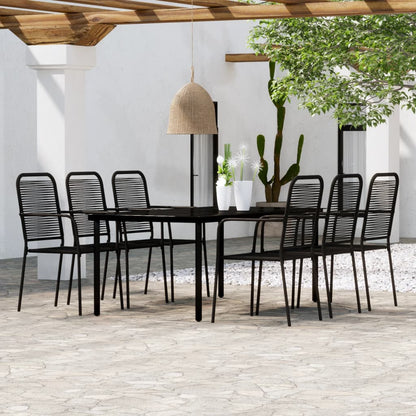 7-Delige Tuinset Zwart 6 200 cm tafellengte