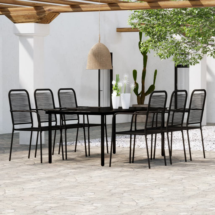 7-Delige Tuinset Zwart 6 200 cm tafellengte
