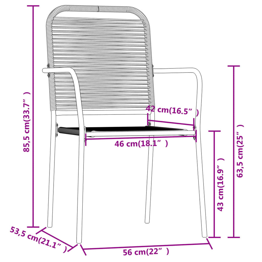 9-Delige Tuinset Zwart 8 200 cm tafellengte