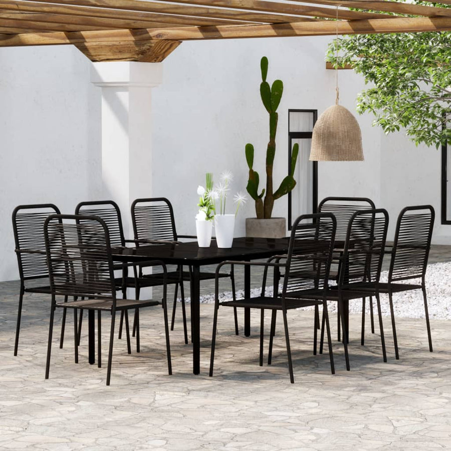 9-Delige Tuinset Zwart 8 200 cm tafellengte