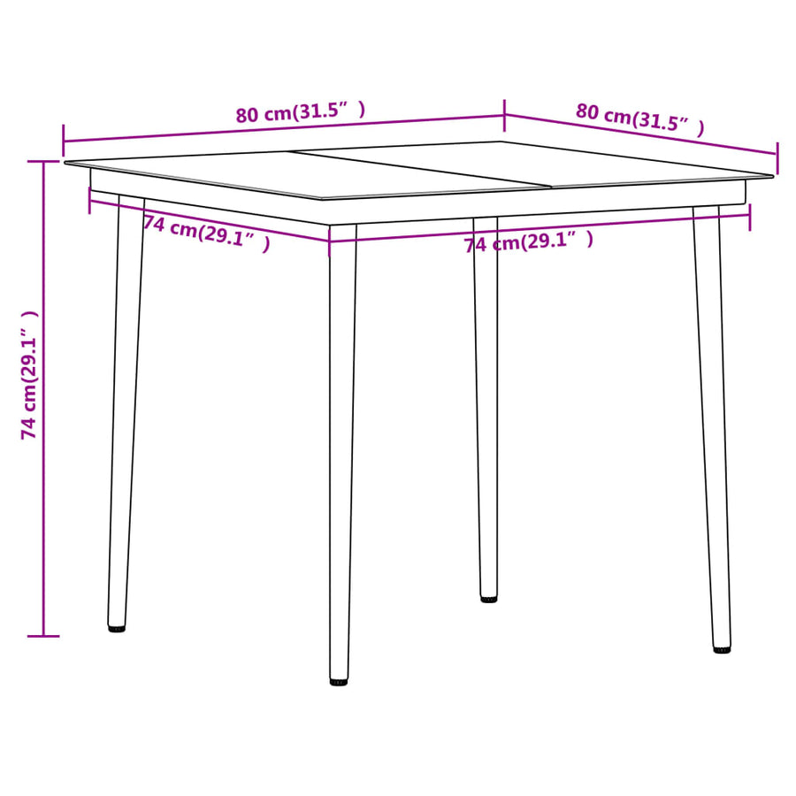 -Delige Tuinset Zwart 5 80 cm tafellengte