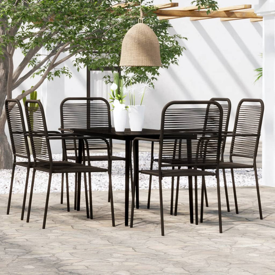 -Delige Tuinset Zwart 7 140 cm tafellengte