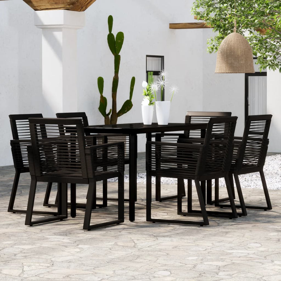 -Delige Tuinset Zwart 7 140 cm tafellengte
