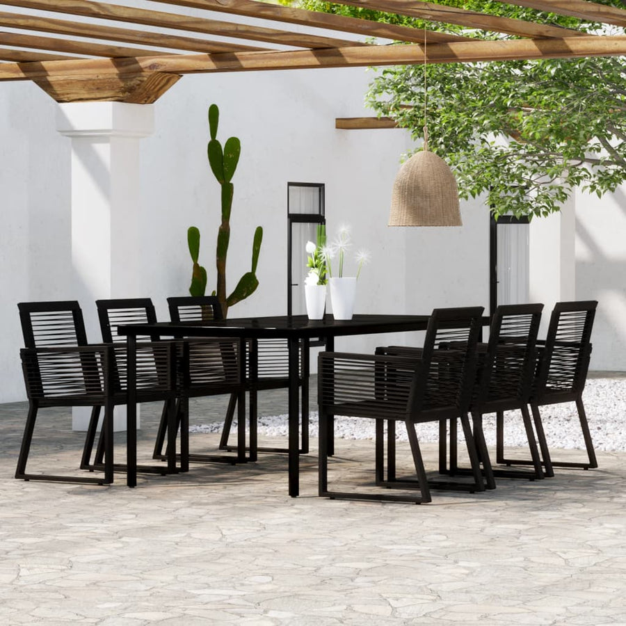 7-Delige Tuinset Zwart 6 200 cm tafellengte